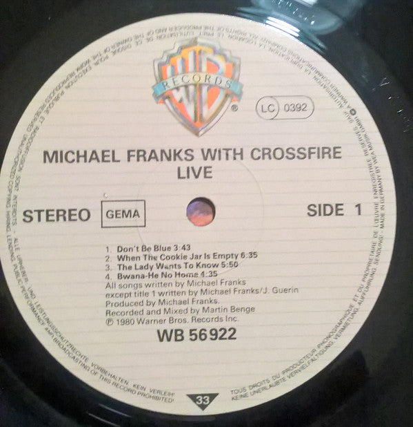 Michael Franks With Crossfire (9) : Live (LP, Album)