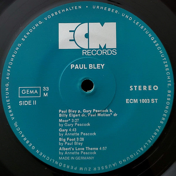 Paul Bley With Gary Peacock : Paul Bley With Gary Peacock (LP, Album)