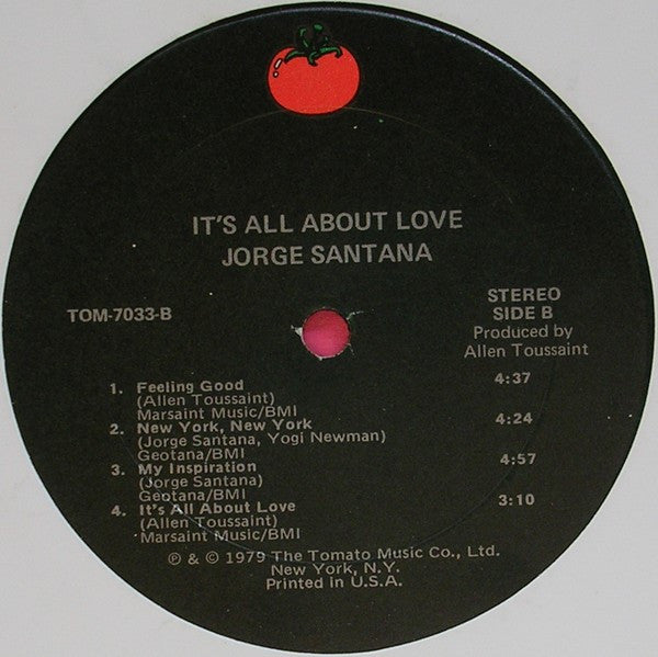 Jorge Santana : It's All About Love (LP, Album, Hau)