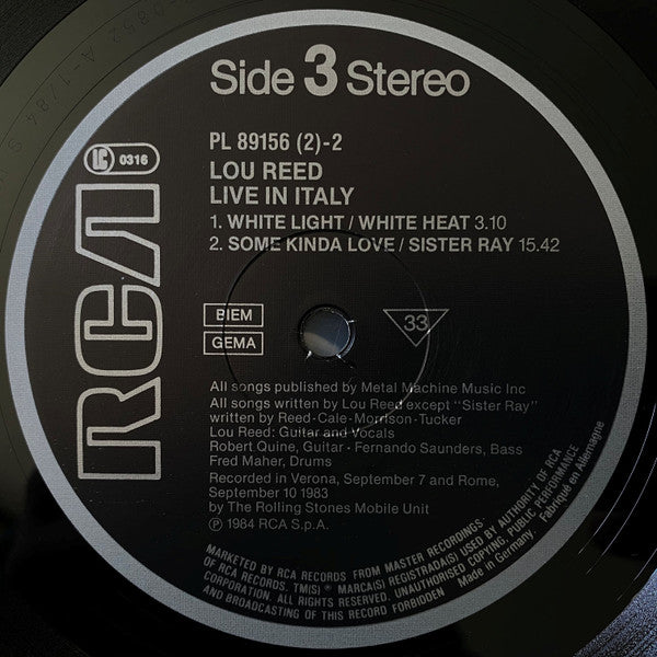 Lou Reed : Live In Italy (2xLP, Album, Gat)