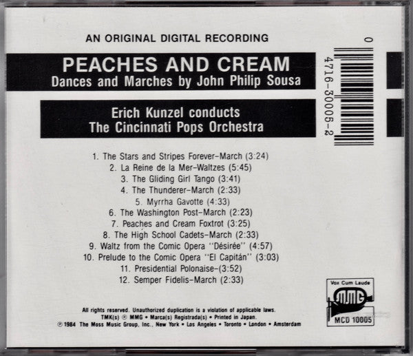 Erich Kunzel, Cincinnati Pops* : Peaches And Cream - Dances And Marches By John Philip Sousa (CD, Album, Mat)