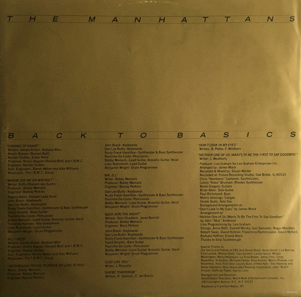 The Manhattans* : Back To Basics (LP, Album)