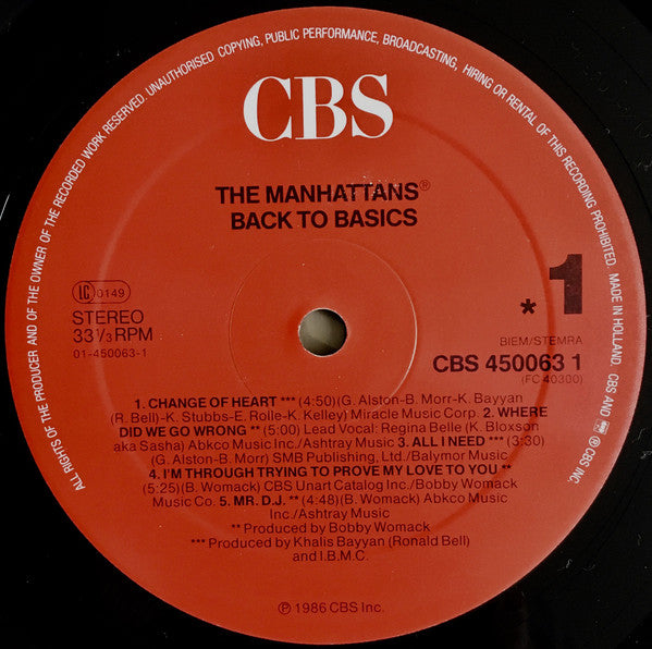The Manhattans* : Back To Basics (LP, Album)