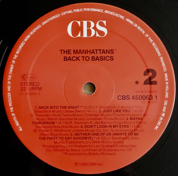 The Manhattans* : Back To Basics (LP, Album)