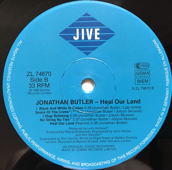 Jonathan Butler : Heal Our Land (LP, Album)