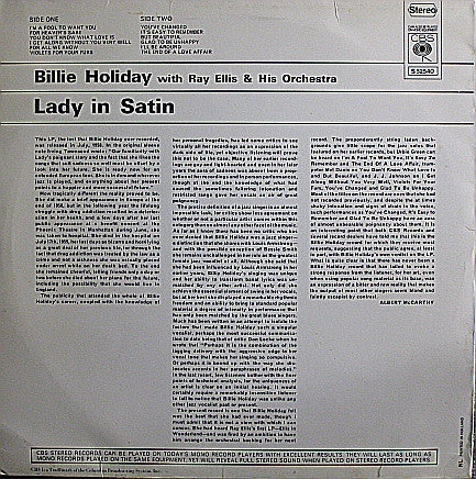 Billie Holiday With Ray Ellis And His Orchestra : Lady In Satin (LP, Album, RE)