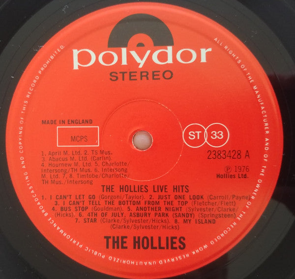The Hollies : Hollies Live Hits (LP, Album)