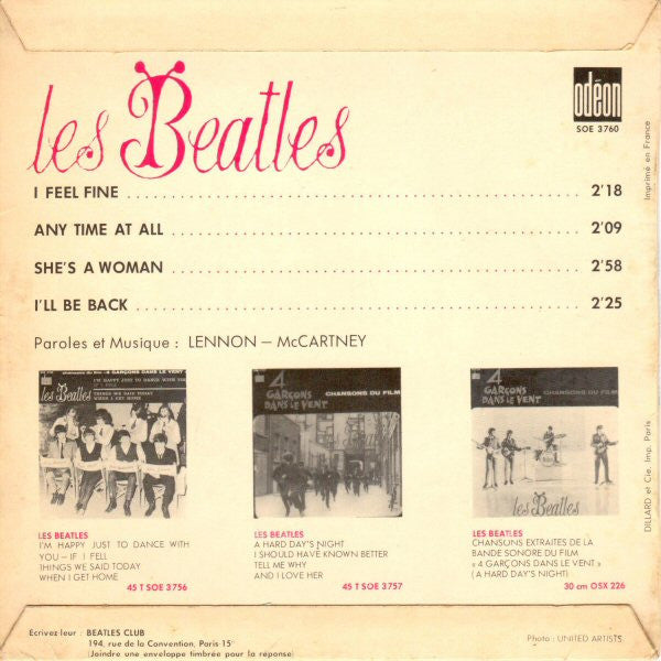 Les Beatles* : I Feel Fine (7", EP, Mono)