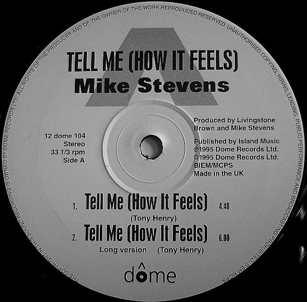 Mike Stevens Featuring Meli'sa Morgan : Tell Me (How It Feels) (12")