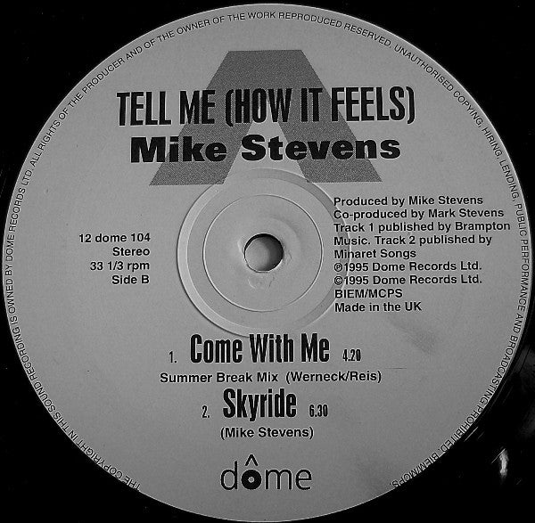 Mike Stevens Featuring Meli'sa Morgan : Tell Me (How It Feels) (12")