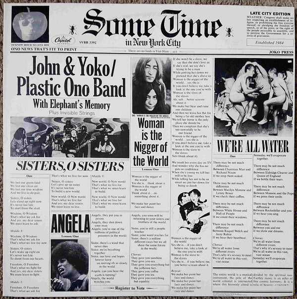 John & Yoko* / Plastic Ono Band* With Elephant's Memory* Plus Invisible Strings : Some Time In New York City (2xLP, Album, RE, Los)