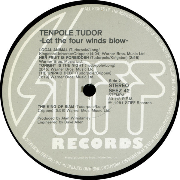 Tenpole Tudor : Let The Four Winds Blow (LP, Album)