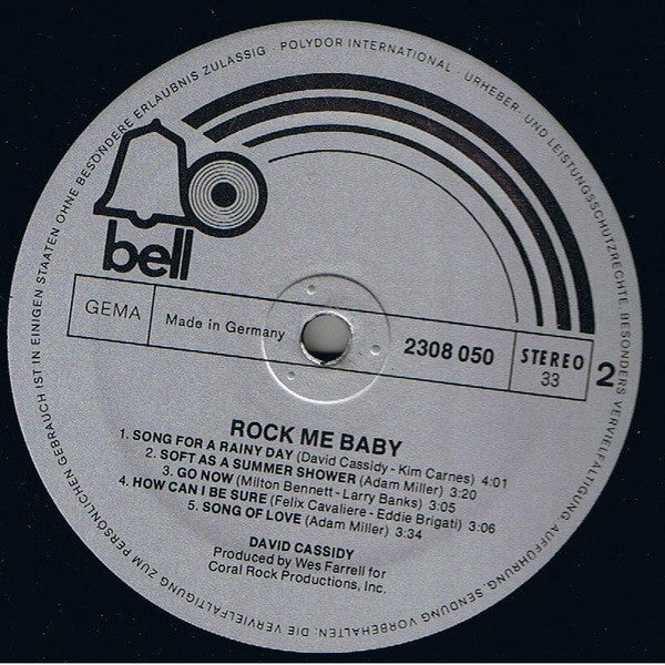 David Cassidy : Rock Me Baby (LP, Album, RE)