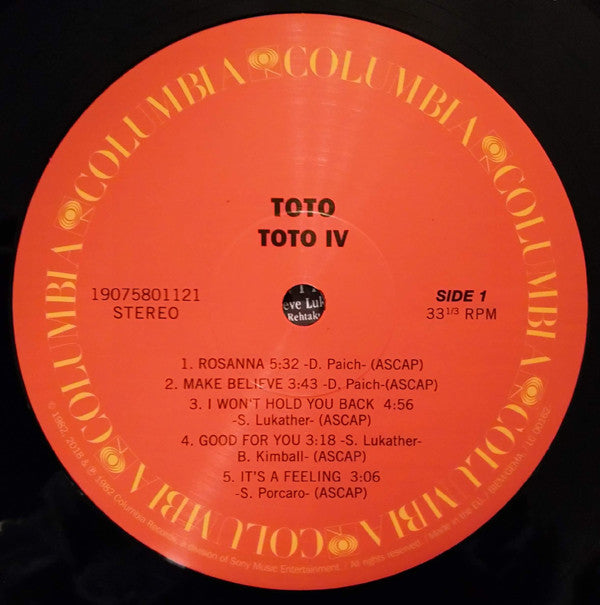 Toto : Toto IV (LP, Album, RE, RM)