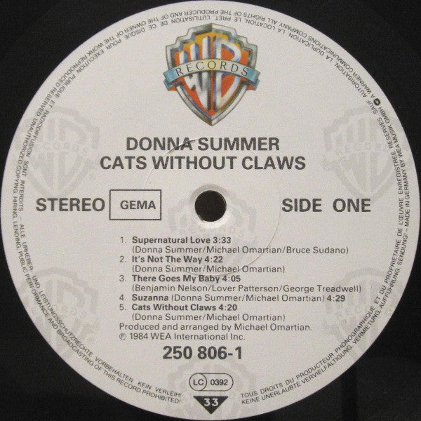 Donna Summer : Cats Without Claws (LP, Album)