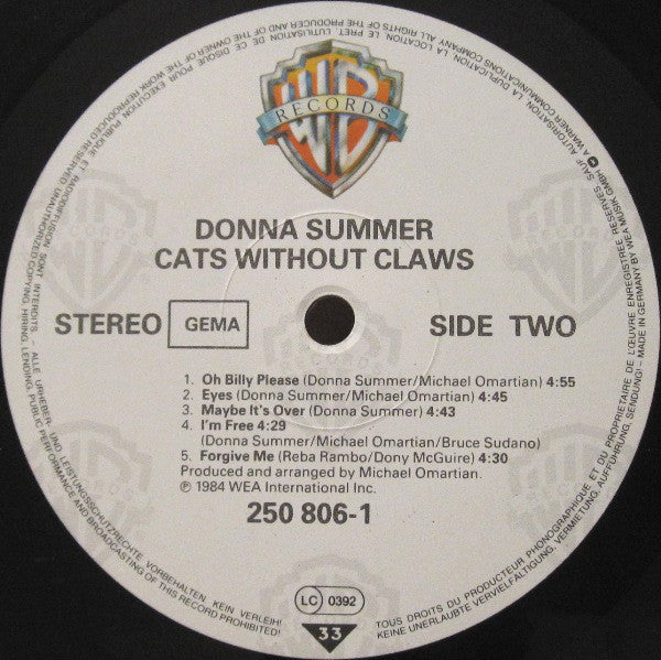 Donna Summer : Cats Without Claws (LP, Album)