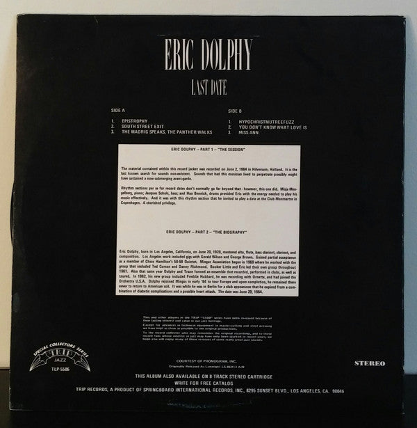 Eric Dolphy : Last Date (LP, Album, RE)