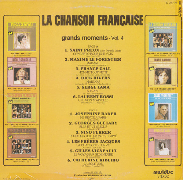 Various : La Chanson Française Grands Moments Vol. 4 (LP, Comp, RE)