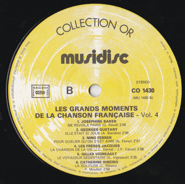 Various : La Chanson Française Grands Moments Vol. 4 (LP, Comp, RE)