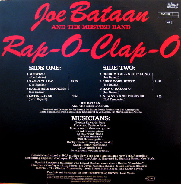 Joe Bataan And The Mestizo Band : Rap-O Clap-O (LP, Album, P/Mixed)