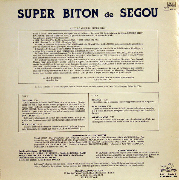 Super Biton De Segou* : Afro Jazz Du Mali (LP, Album)