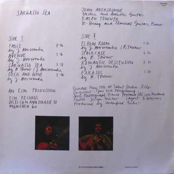John Abercrombie, Ralph Towner : Sargasso Sea (LP, Album)