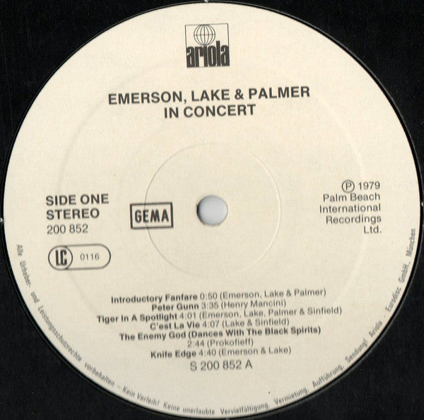 Emerson, Lake & Palmer : In Concert (LP, Album)
