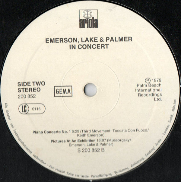 Emerson, Lake & Palmer : In Concert (LP, Album)
