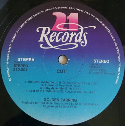 Golden Earring - Cut (LP, Album) - De Platen Aap – Vinylwinkel in Brielle & online webshop voor muziekliefhebbers