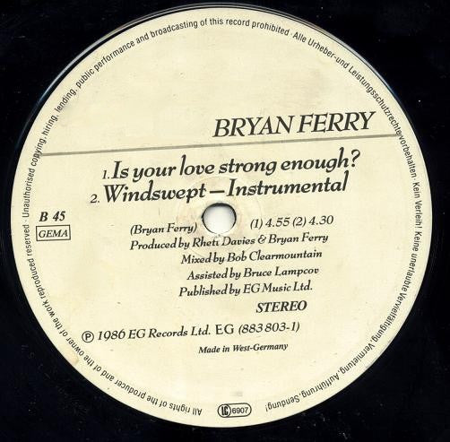 Bryan Ferry : ... Is Your Love Strong Enough? (12", Maxi)