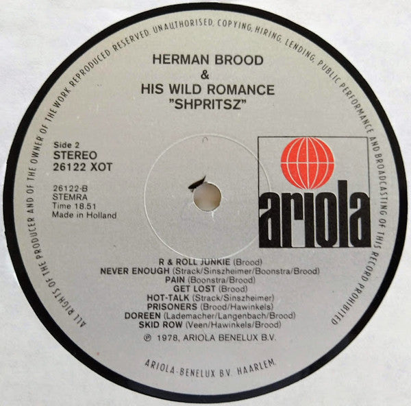 Herman Brood & His Wild Romance : Shpritsz (LP, Album)