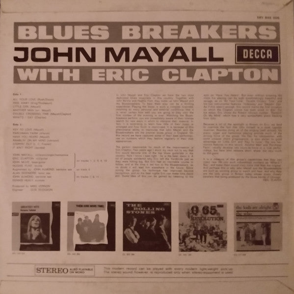 John Mayall & Eric Clapton : The Bluesbreakers (LP, Album, RE)