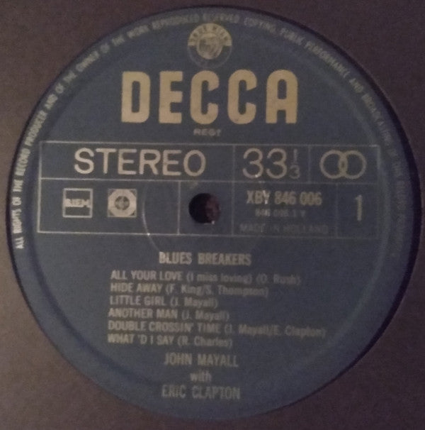 John Mayall & Eric Clapton : The Bluesbreakers (LP, Album, RE)