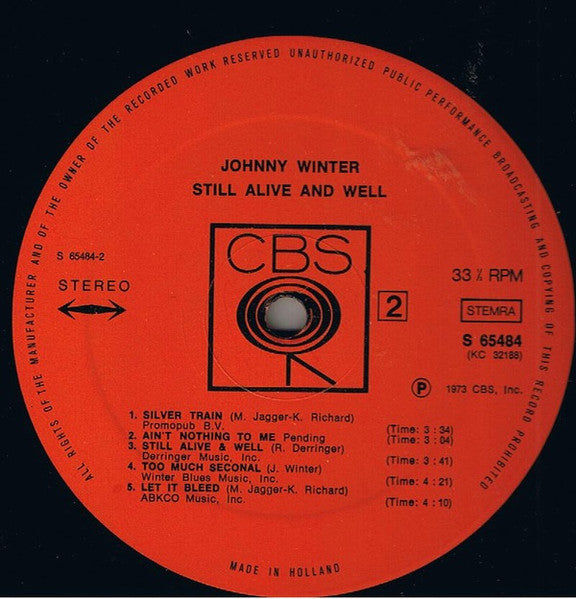 Johnny Winter : Still Alive And Well (LP, Album)