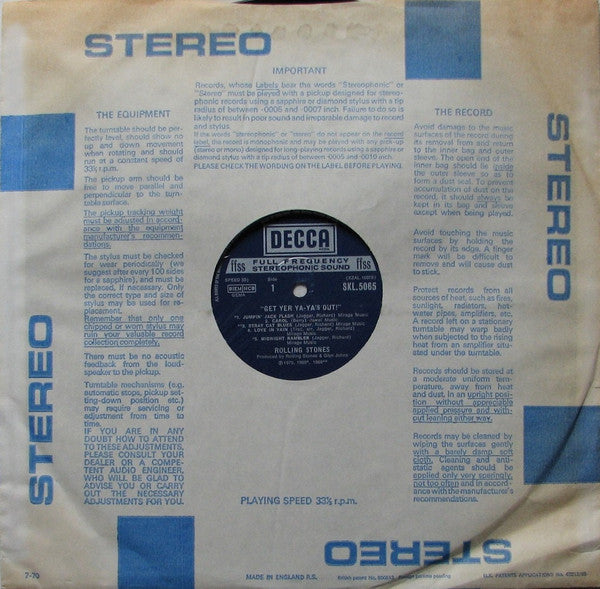 The Rolling Stones : Get Yer Ya-Ya's Out! - The Rolling Stones In Concert (LP, Album, Lab)