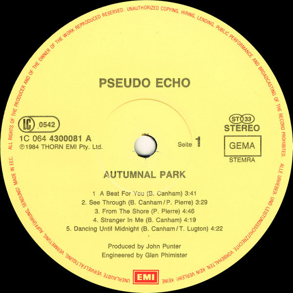 Pseudo Echo : Autumnal Park (LP, Album)