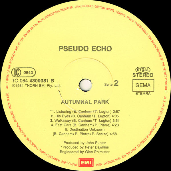 Pseudo Echo : Autumnal Park (LP, Album)