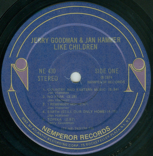 Jerry Goodman & Jan Hammer : Like Children (LP, Album, PR )