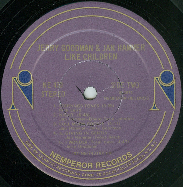 Jerry Goodman & Jan Hammer : Like Children (LP, Album, PR )