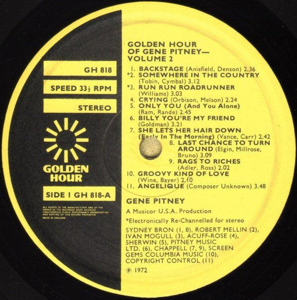 Gene Pitney : Golden Hour Of Gene Pitney - Volume Two (LP, Comp)