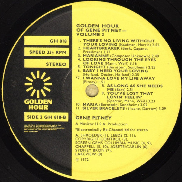 Gene Pitney : Golden Hour Of Gene Pitney - Volume Two (LP, Comp)