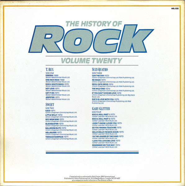 T. Rex / Sweet* / Suzi Quatro / Gary Glitter : The History Of Rock (Volume Twenty) (2xLP, Comp)
