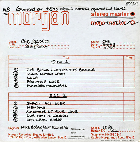 C.C.S.* : The Best Band In The Land (LP, Album)