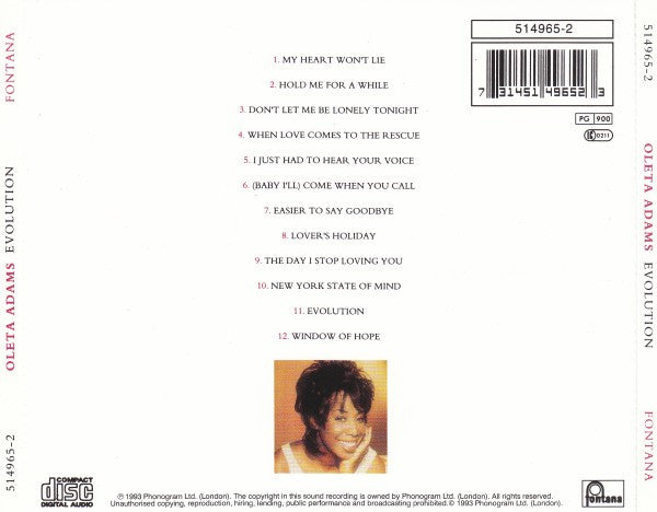 Oleta Adams : Evolution (CD, Album, RP, PMD)