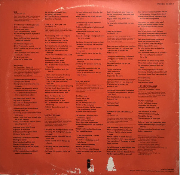 Jim Capaldi : Oh How We Danced (LP, Album, Gat)