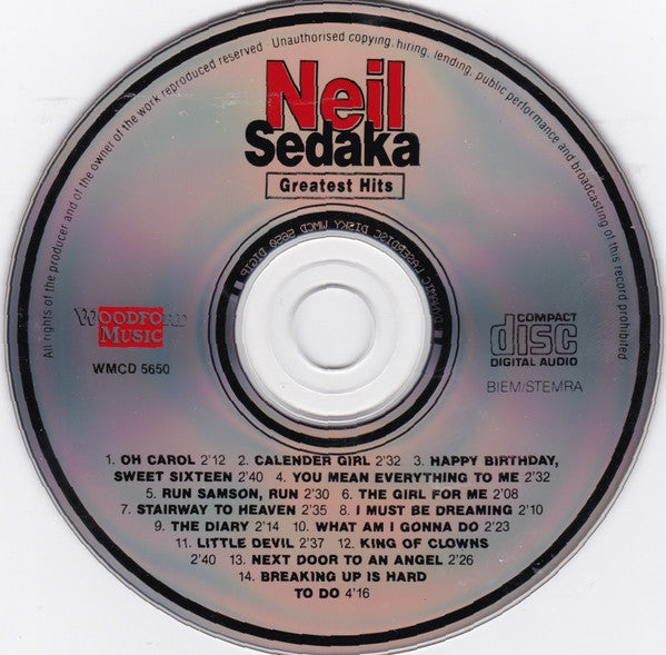 Neil Sedaka - Greatest Hits (CD, Comp) - De Platen Aap – Vinylwinkel in Brielle & online webshop voor muziekliefhebbers