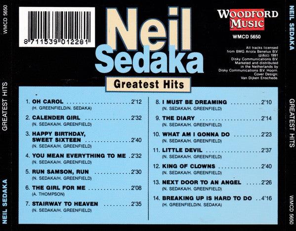 Neil Sedaka - Greatest Hits (CD, Comp) - De Platen Aap – Vinylwinkel in Brielle & online webshop voor muziekliefhebbers