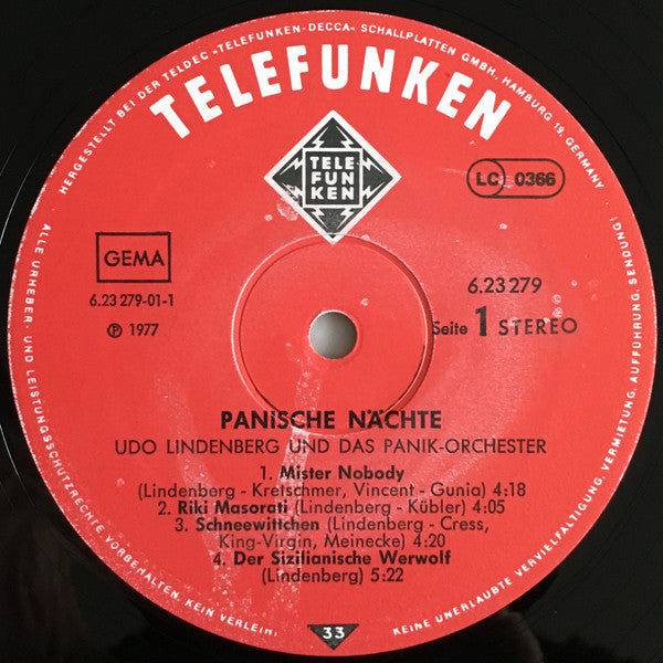 Udo Lindenberg Und Das Panik-Orchester* : Panische Nächte (LP, Album)