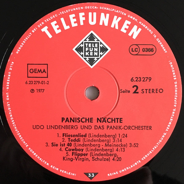 Udo Lindenberg Und Das Panik-Orchester* : Panische Nächte (LP, Album)