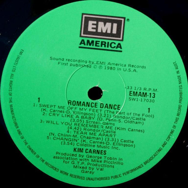Kim Carnes - Romance Dance (LP, Album) - De Platen Aap – Vinylwinkel in Brielle & online webshop voor muziekliefhebbers